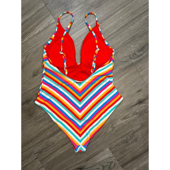 Raisins Tahiti Stripe Golden One-Piece Swimsuit size M - Picture 7 of 9